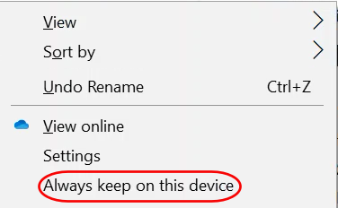 ScreenShot of Always keep on this device